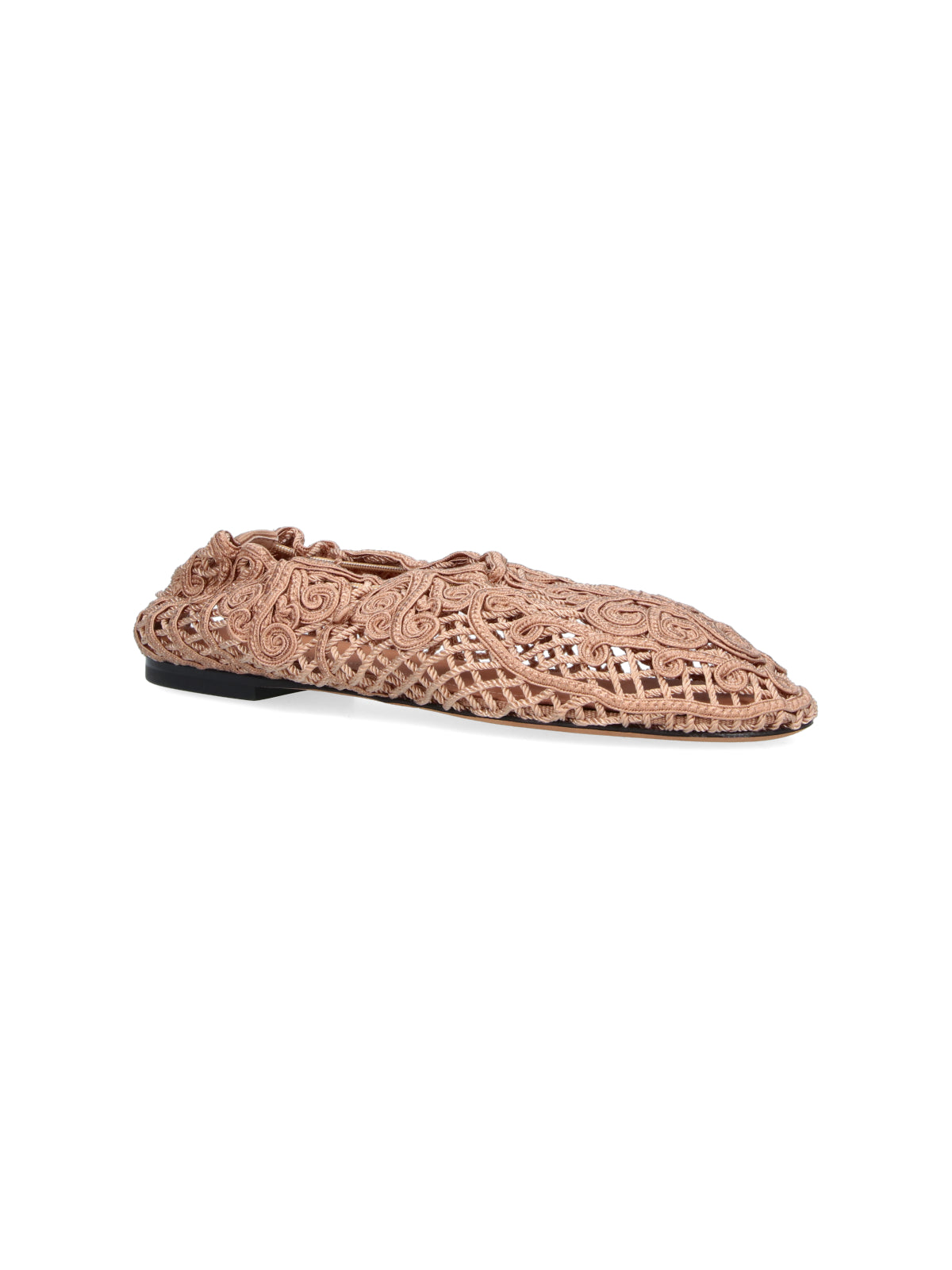 Neutral Pointed Toe Woven Lattice Flats