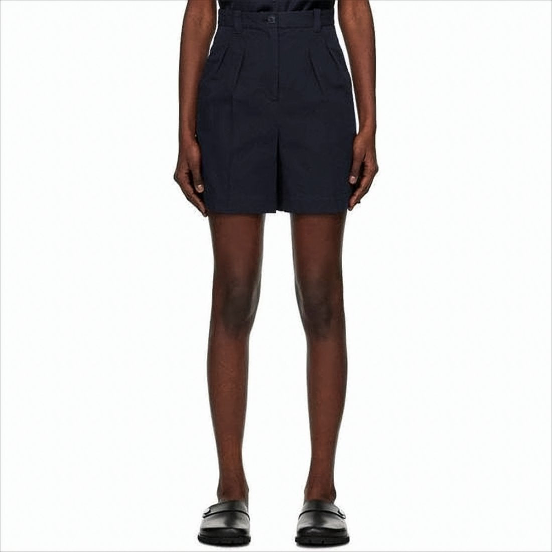 Tailored Black Shorts with Pleated Front