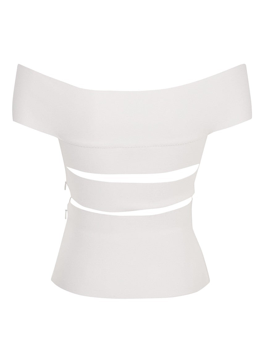Off-The-Shoulder Fitted Top With Metallic Accents