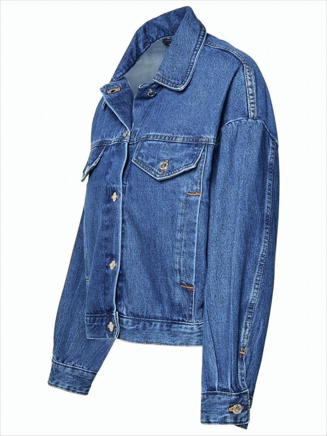 Cropped Denim Jacket with Buttoned Front