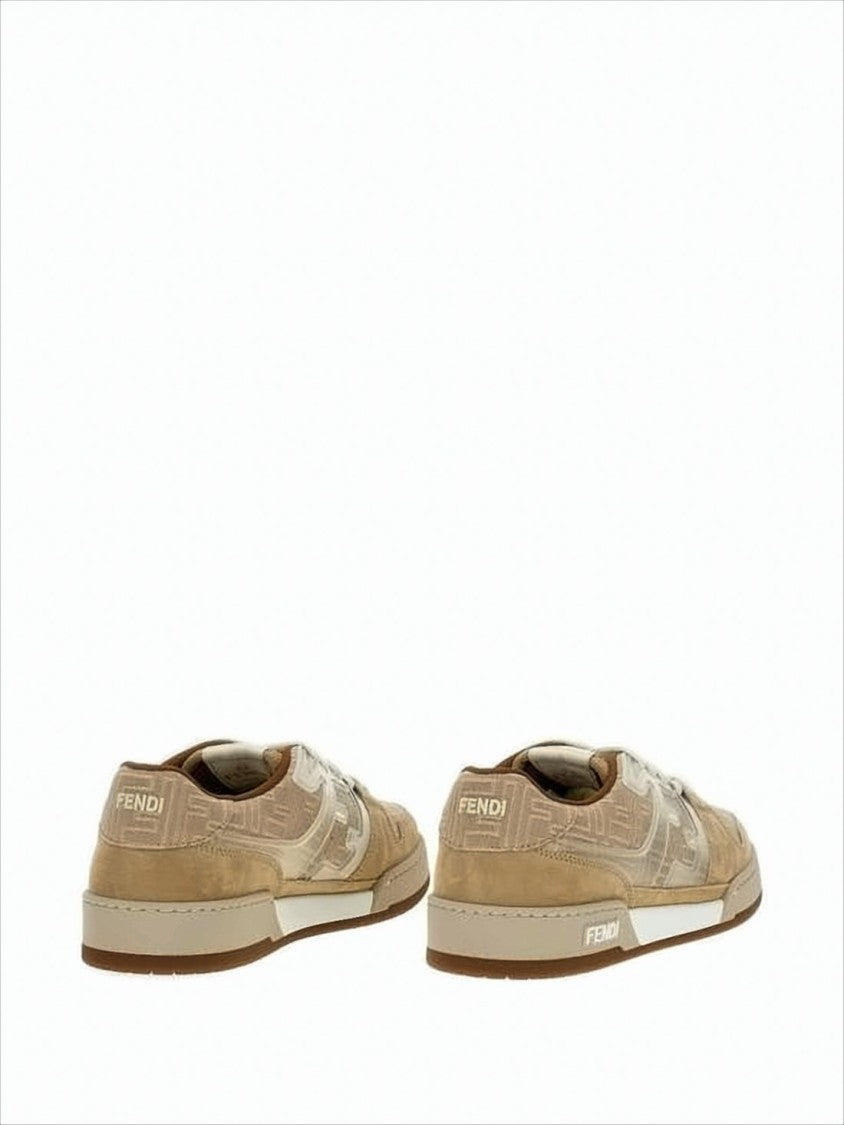 Low-Top Sneakers with Monogram Pattern and Suede Overlay
