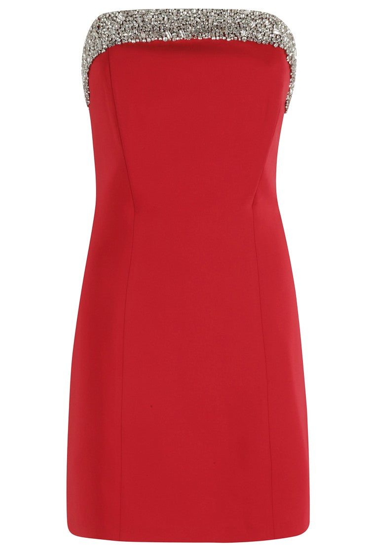 Mini Dress In Smooth Crepe With Jewel Embroidery