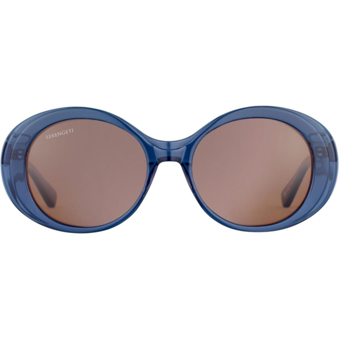 Bacall Translucent Blue Frame Sunglasses with Brown-Tinted Lenses