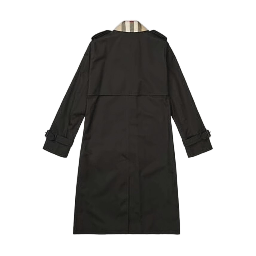 Tailored Trench Coat with Distinctive Plaid Collar