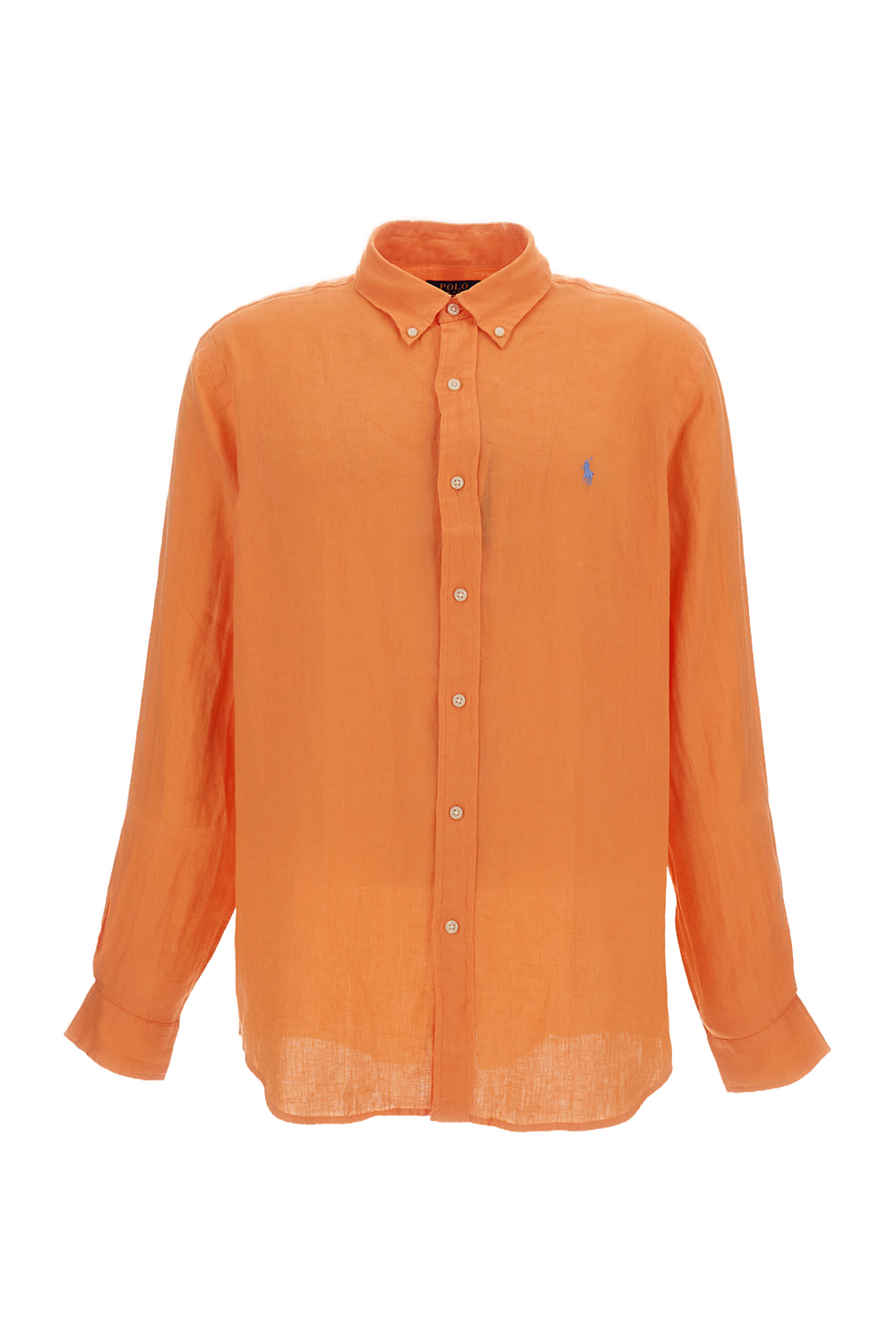 Orange Linen Button-Down Shirt