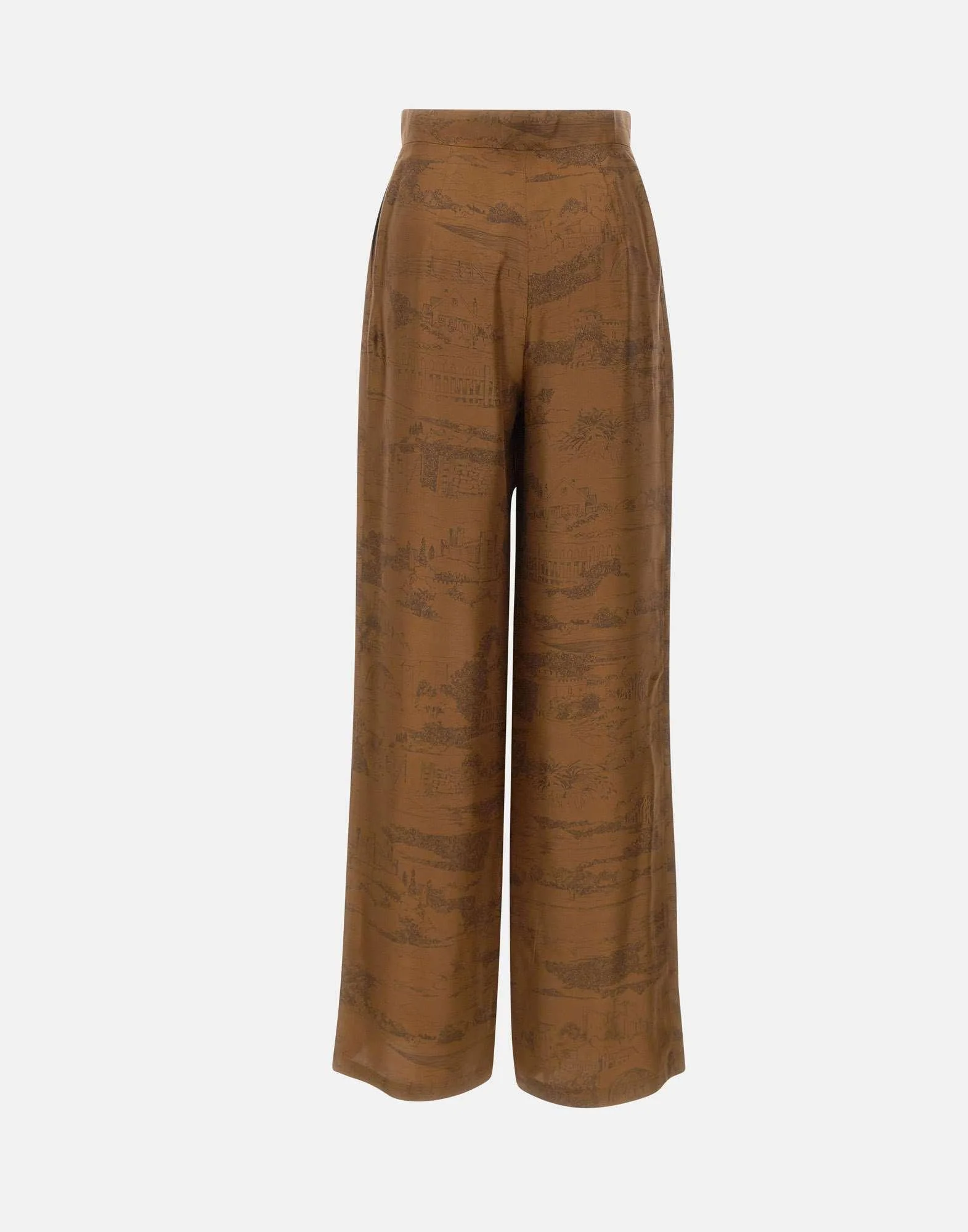 Wide-leg Pants with Intricate Tonal Pattern