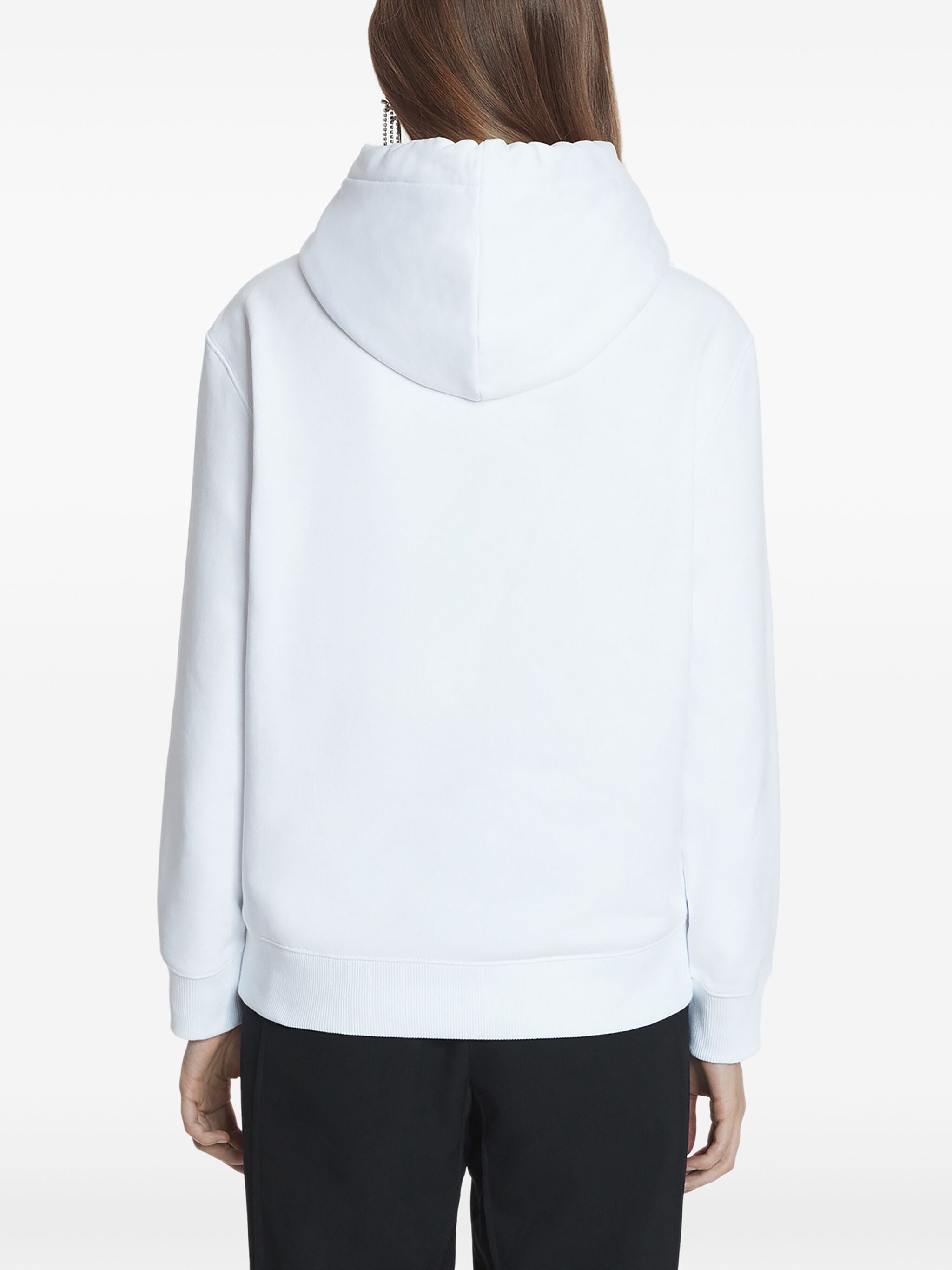 White Hoodie Logo Manuscrit Sequined Hoodie