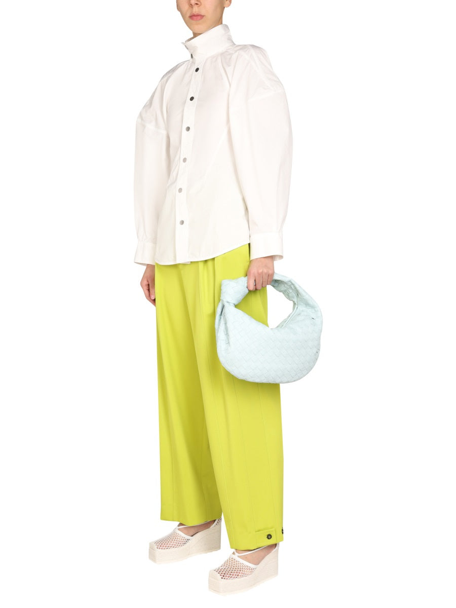 High Neck Button Closure Relaxed Fit Shirt