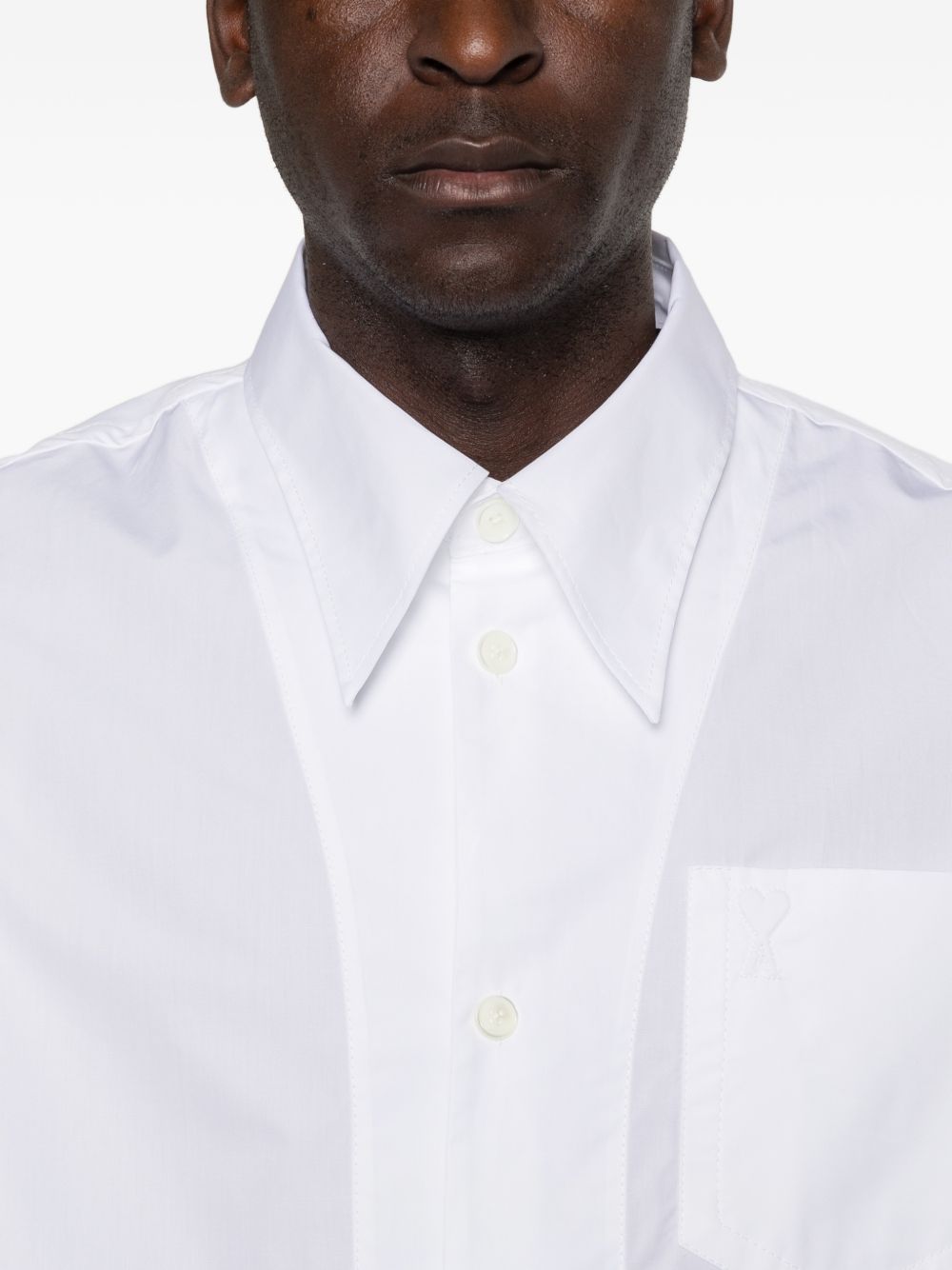 White Chest Pocket Short Sleeve Shirt