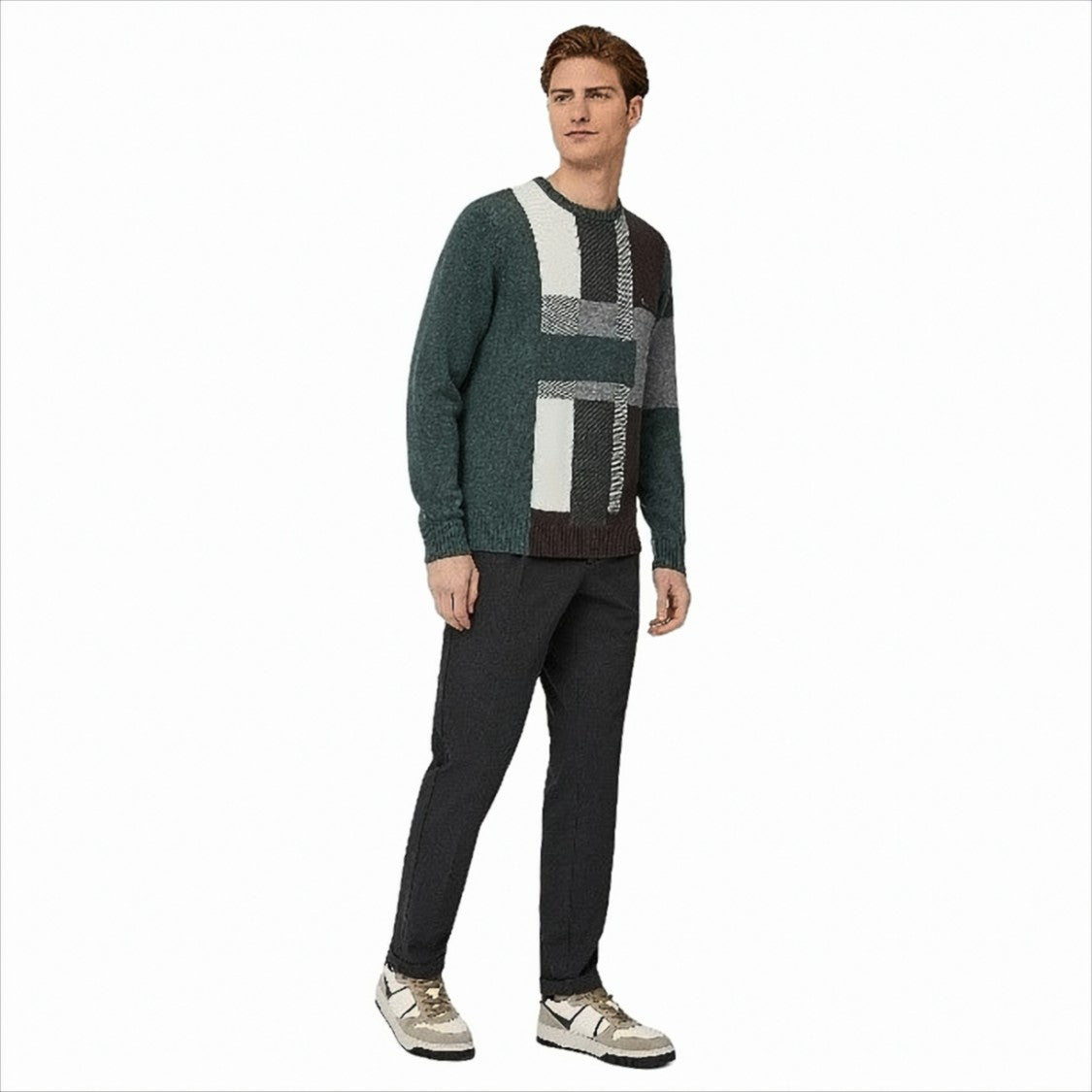 Patchwork Pullover with Textured Design