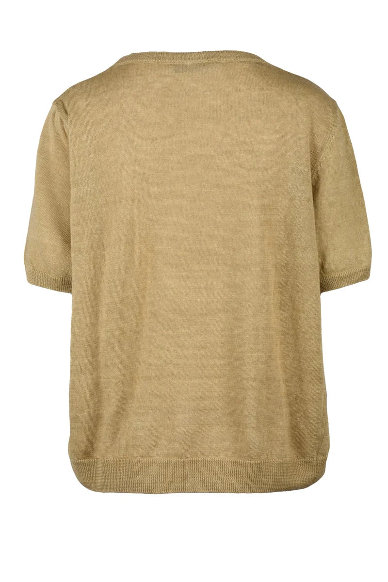 Yellow Pancone Linen Knit Top
