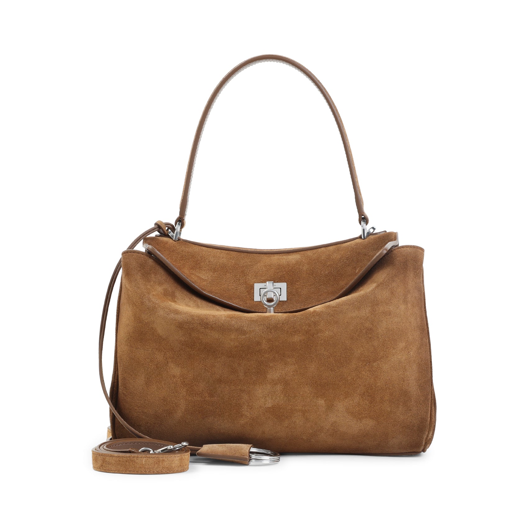 Structured Suede Leather Handbag