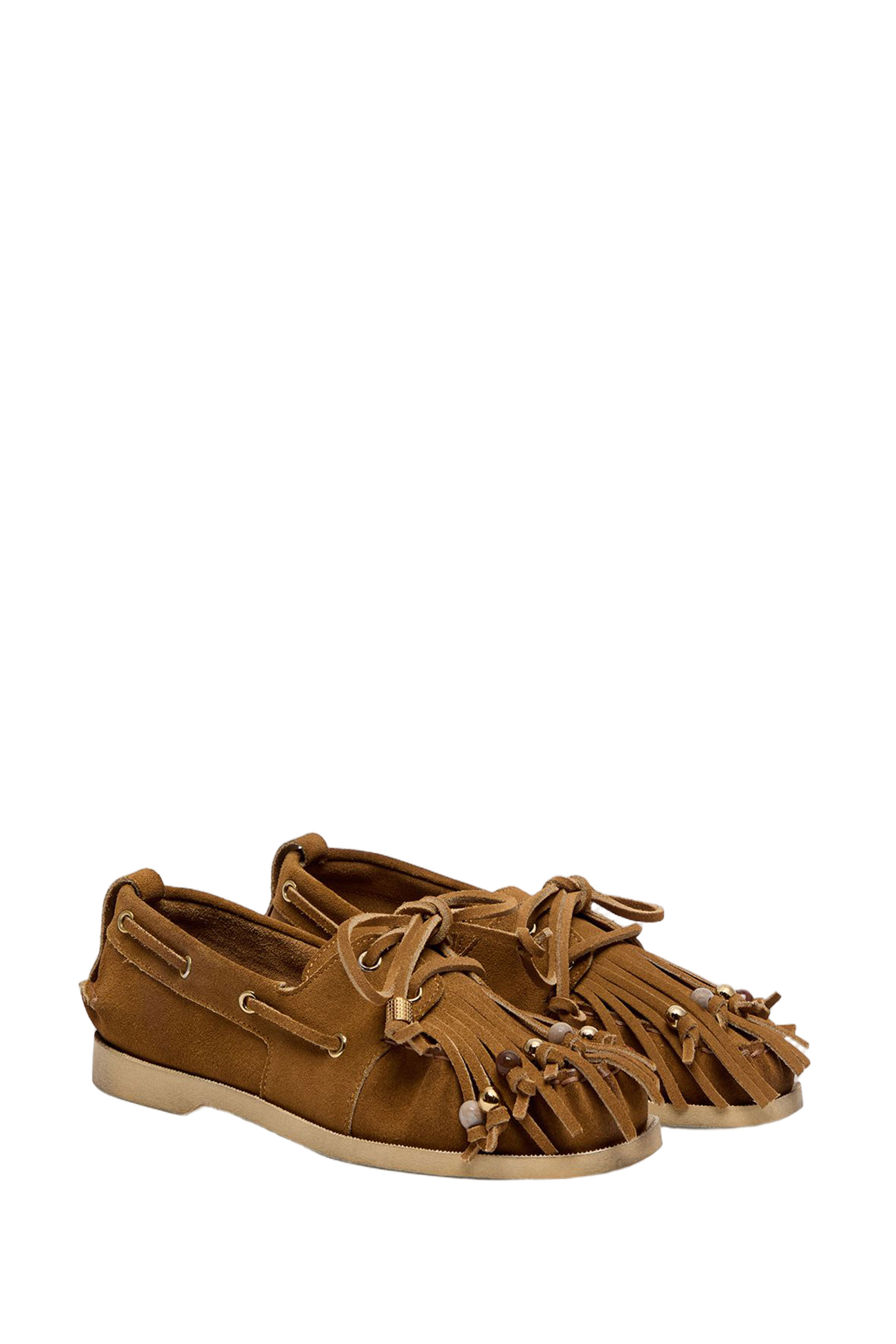 Suede Boat Loafers with Fringes