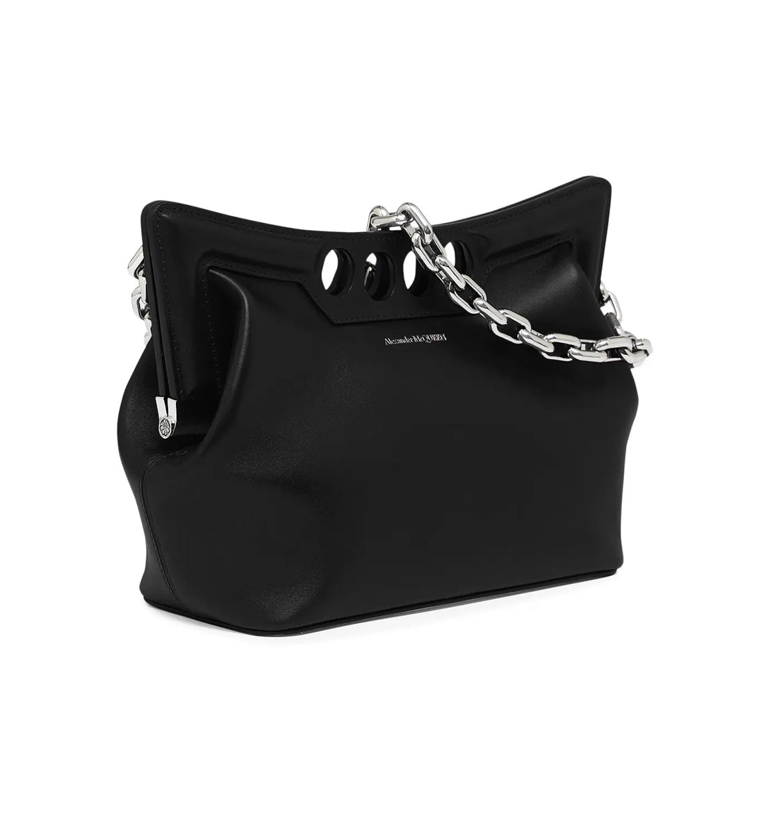 Structured Leather Bag with Cut-Out Details