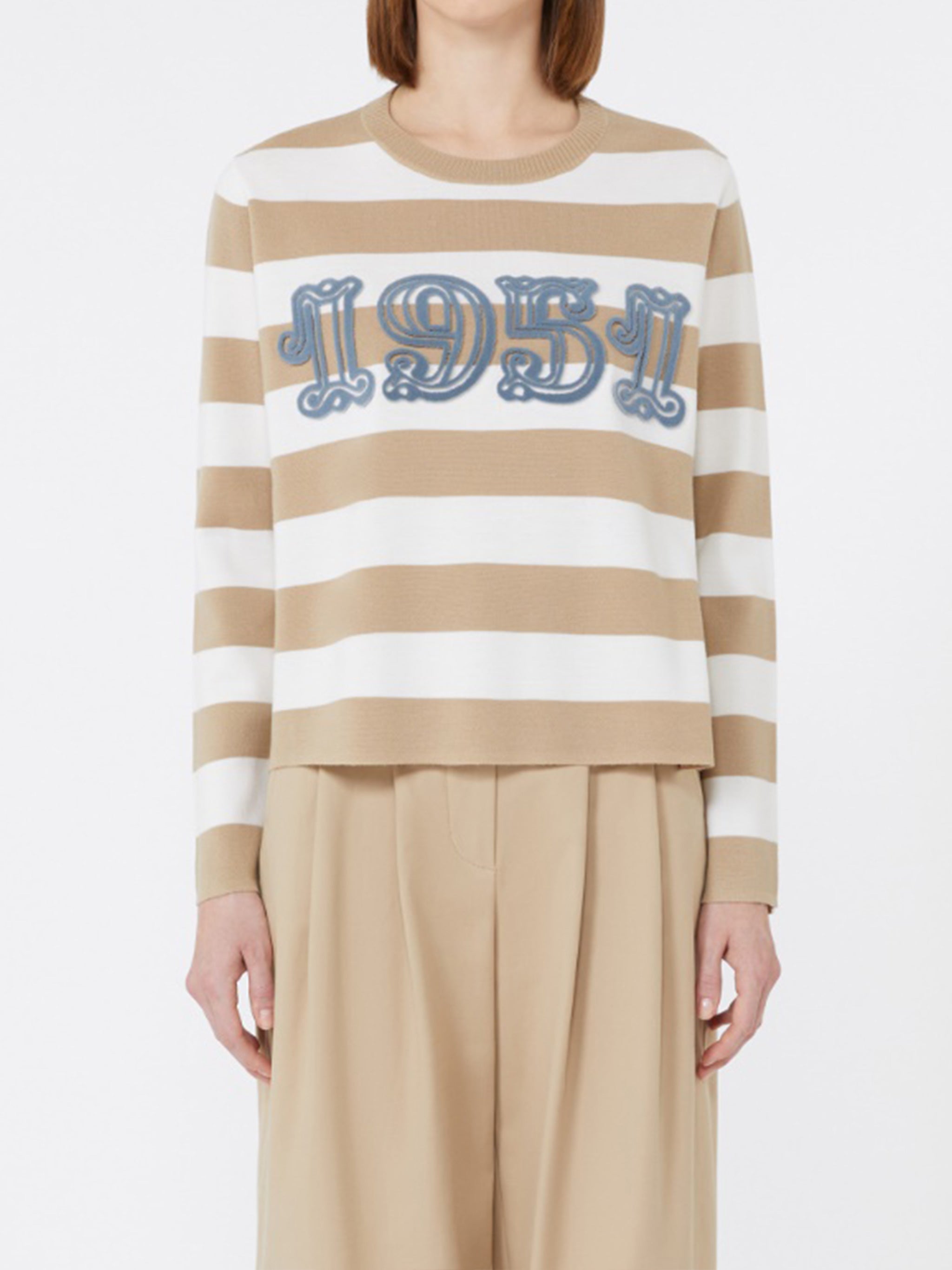 Beige Viterbo Boxy Striped Wool Sweater
