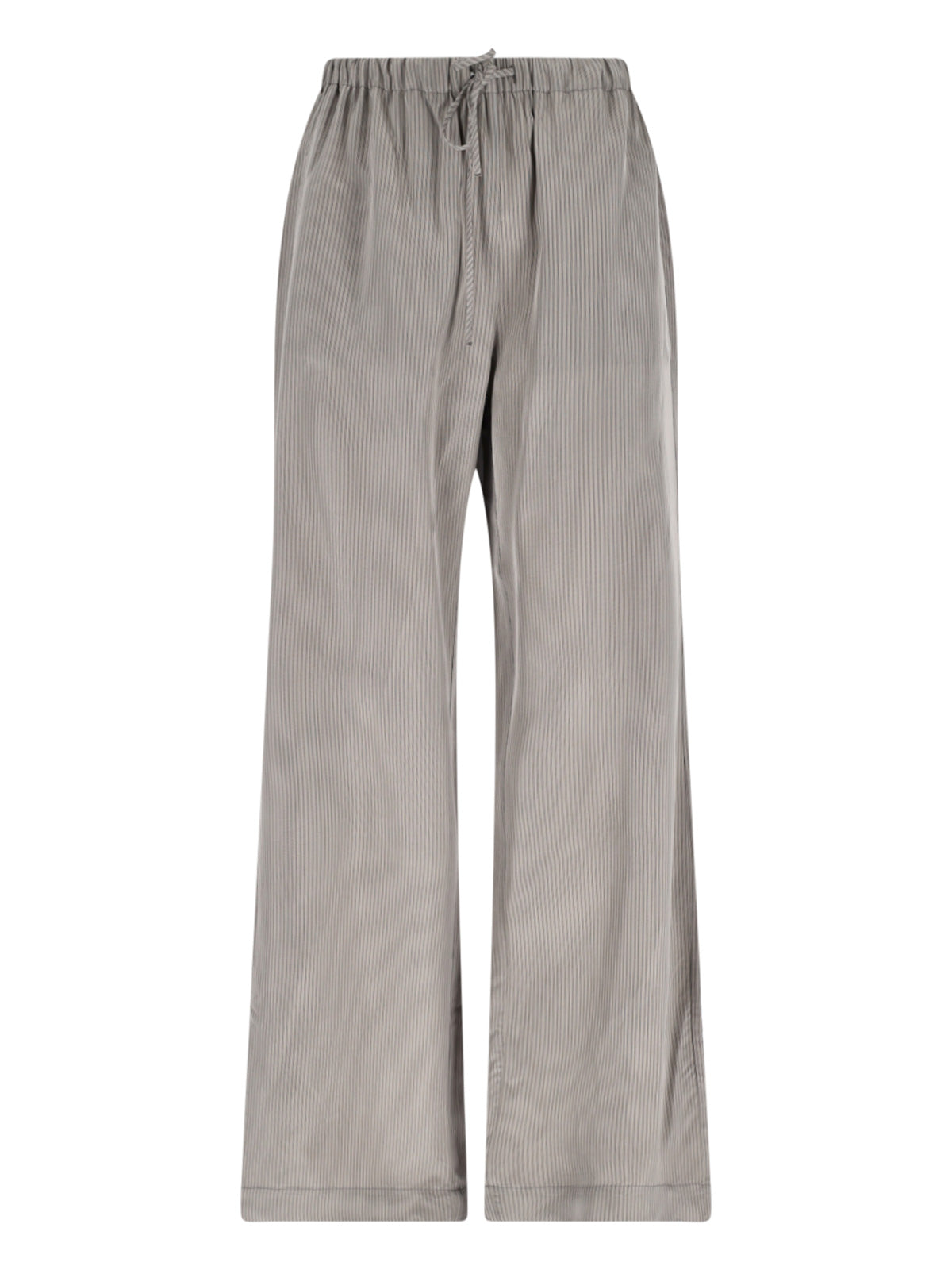 Striped Trousers In Grey Fabric, Medium Waist