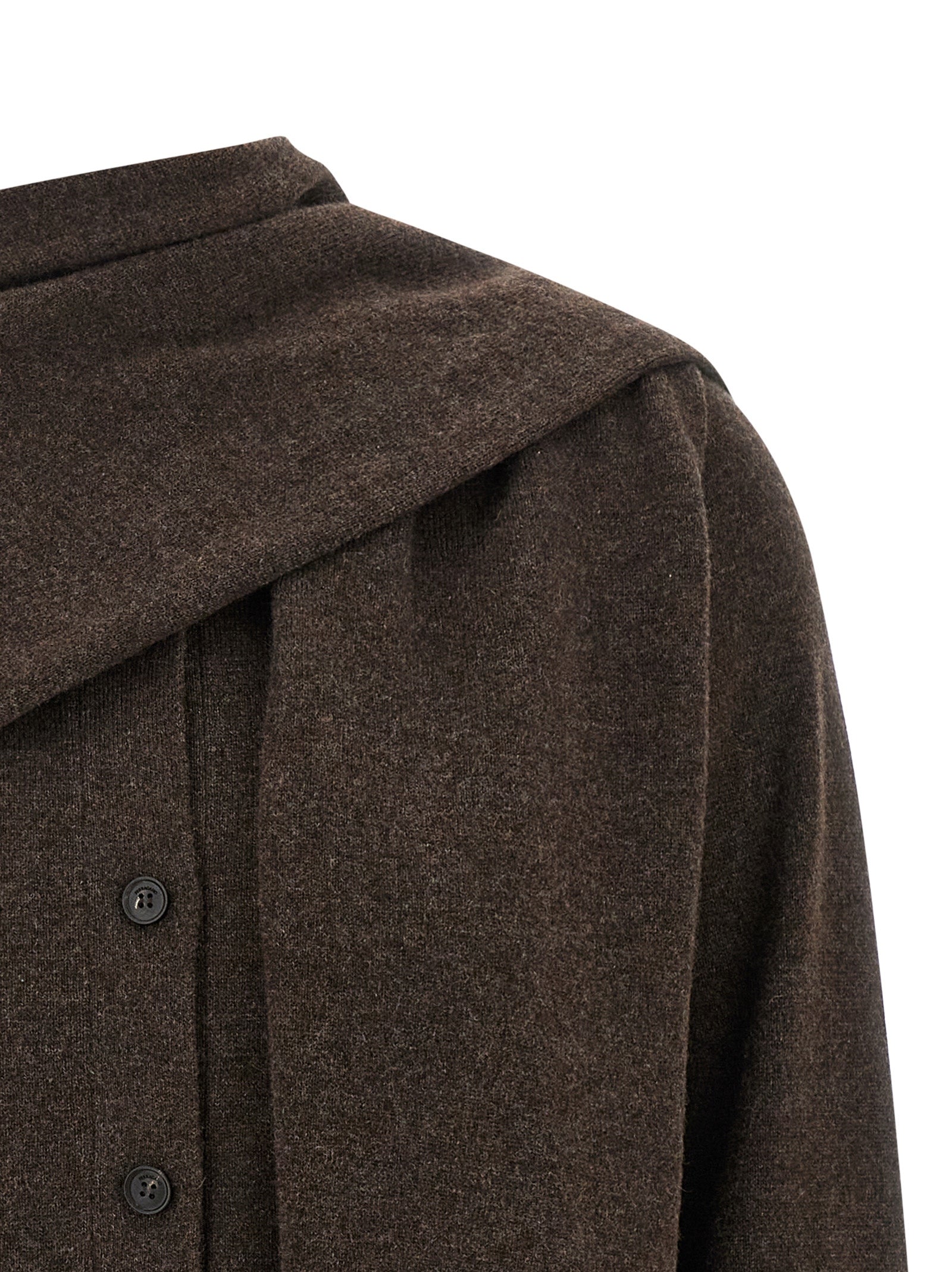 Mélange Cashmere Cardigan with Unique Scarf Insert