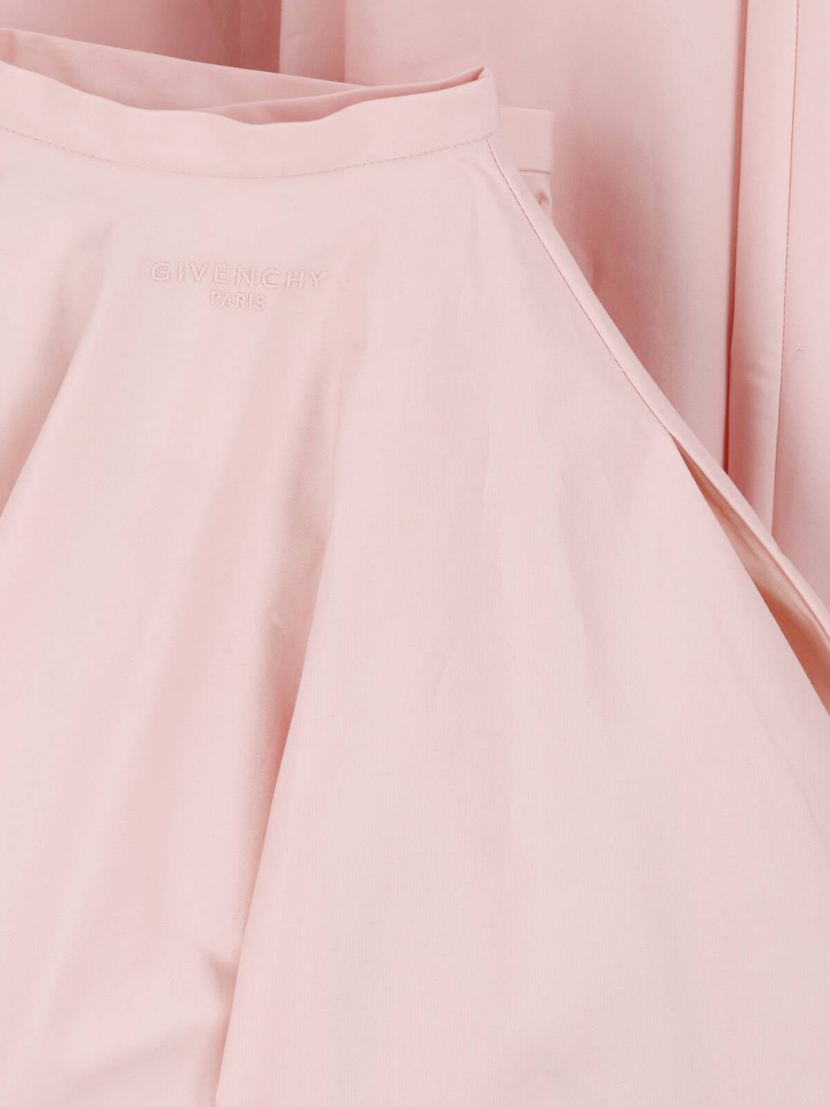 Pink Pleated Poplin Logo Maxi Skirt