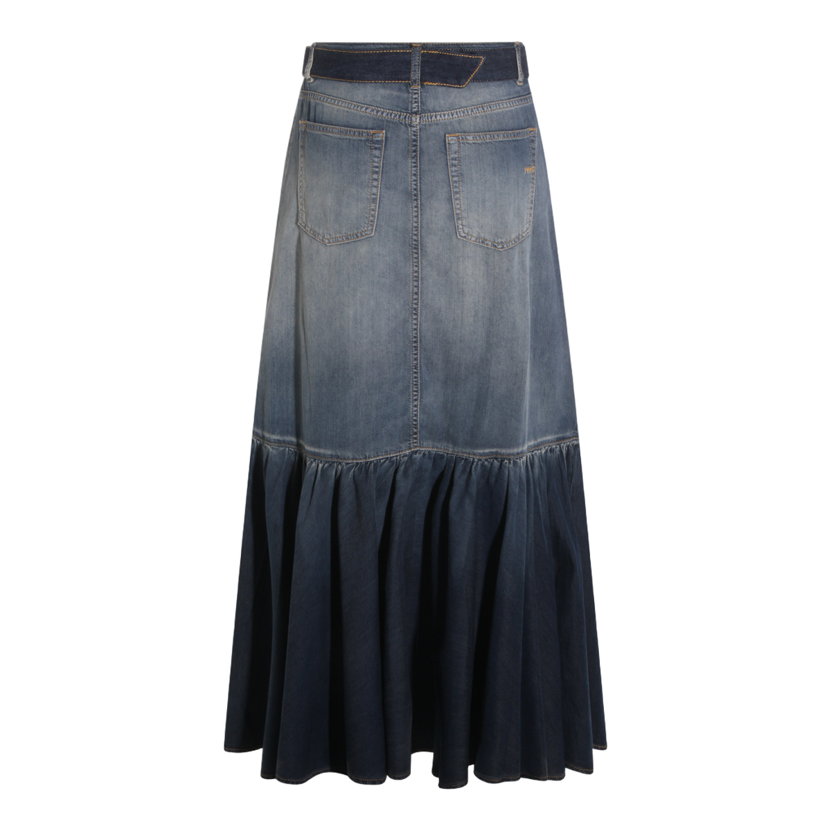 Two-Tone Denim Maxi Skirt