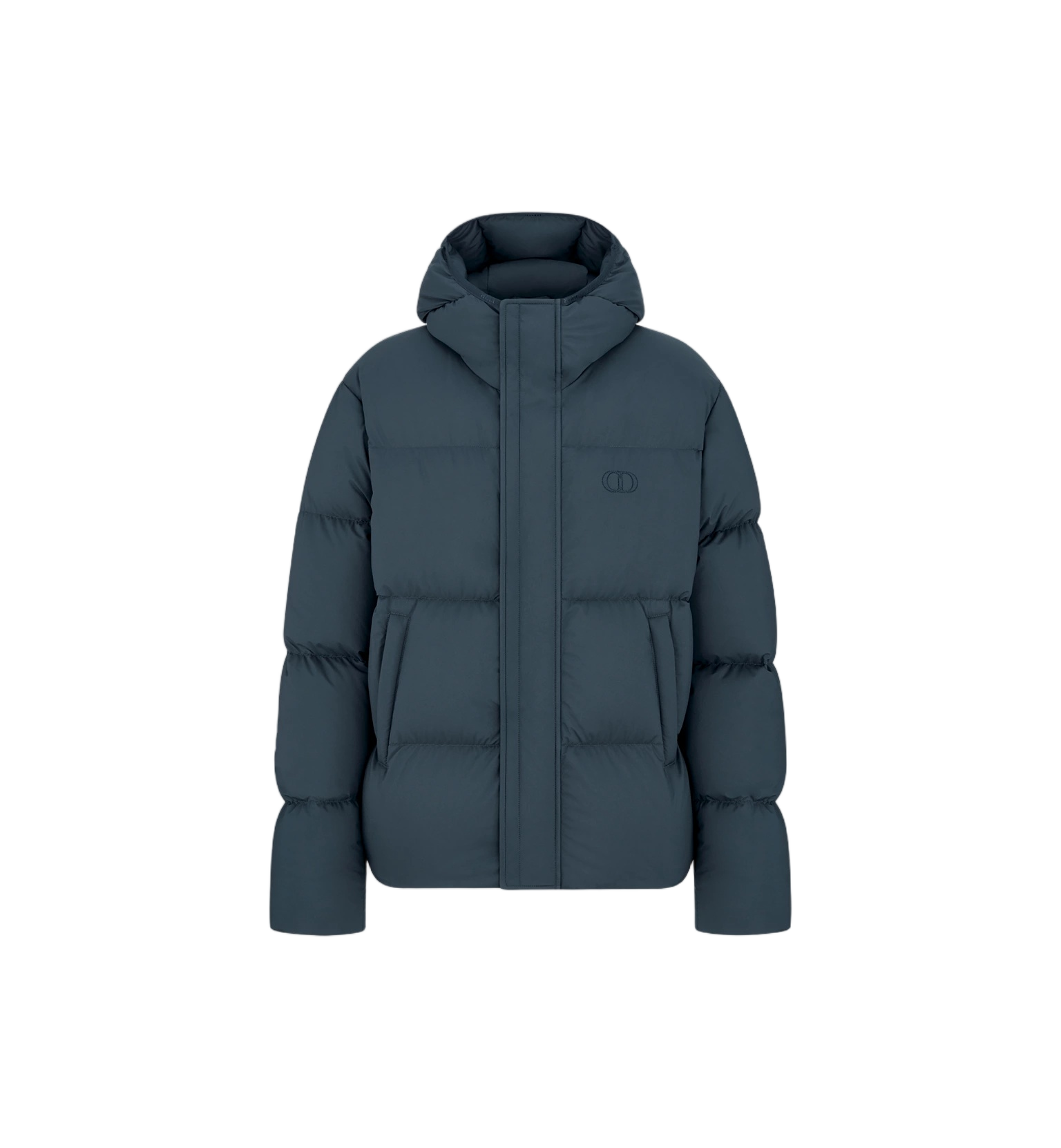 High-Collared Blue Quilted Puffer Jacket