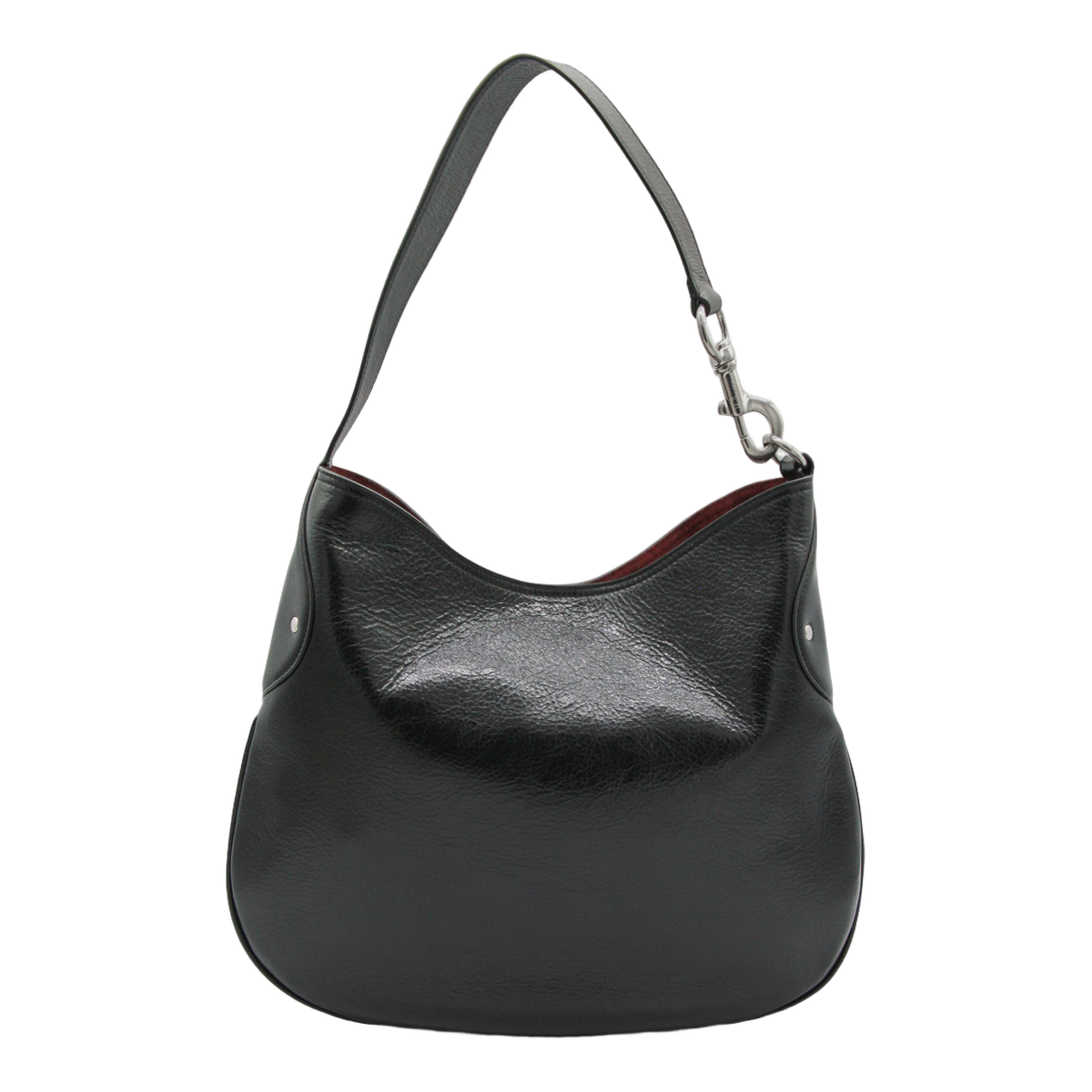 Smooth Black Leather Shoulder Bag