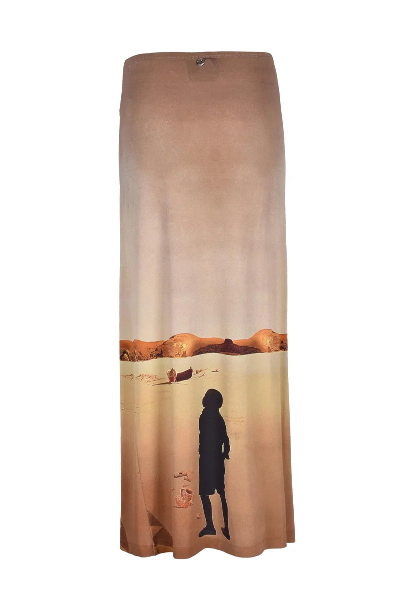 Long Jersey Skirt Beige -