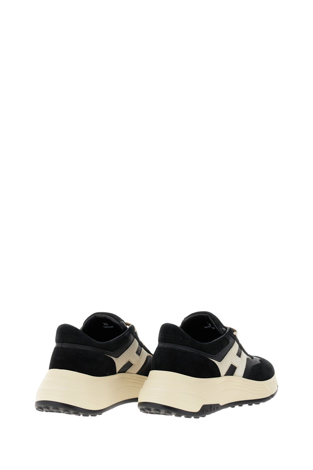Leather And Fabric Sneaker With Anti-Slip Sole And H Detail
