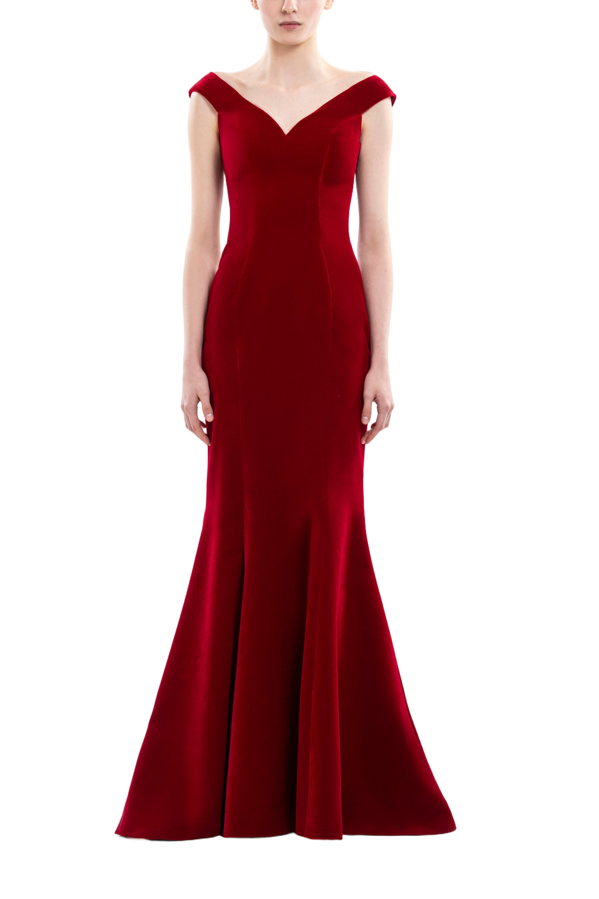 Mermaid Cut Off-Shoulder Long Dress in Scooter Velvet