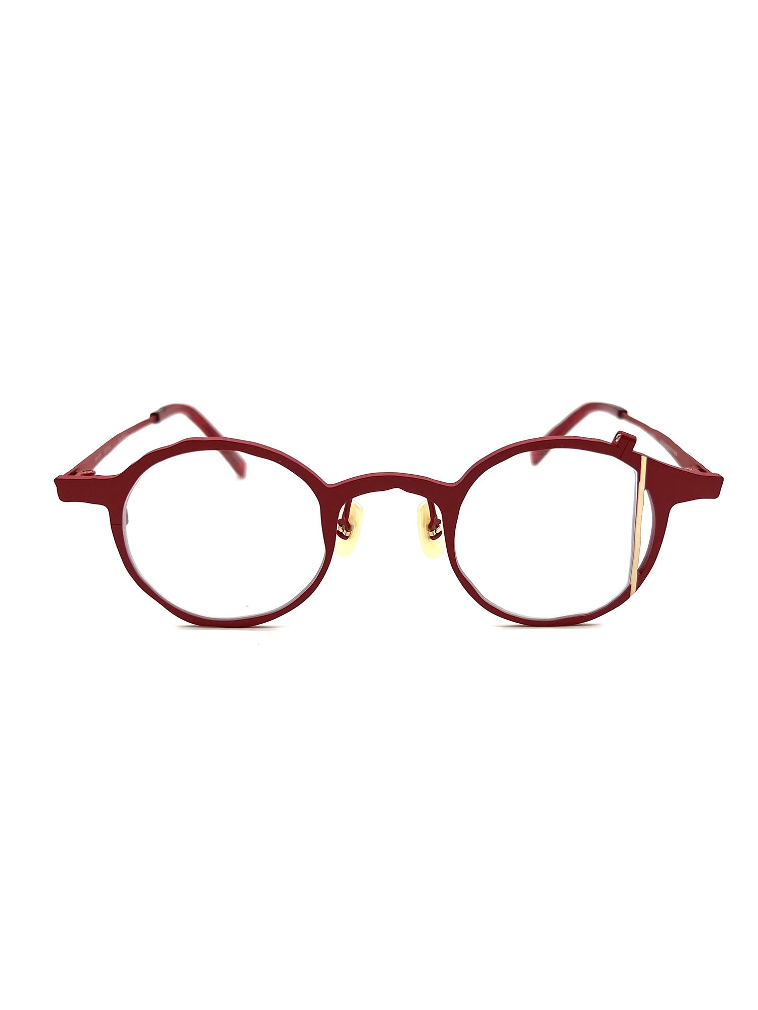 Round Red Metal Optical Frames with Bold Aesthetic