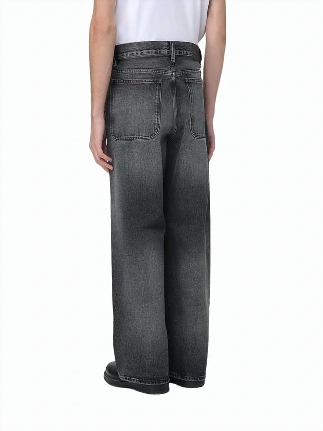 Relaxed Wide-Leg Denim Pants with Faded Wash