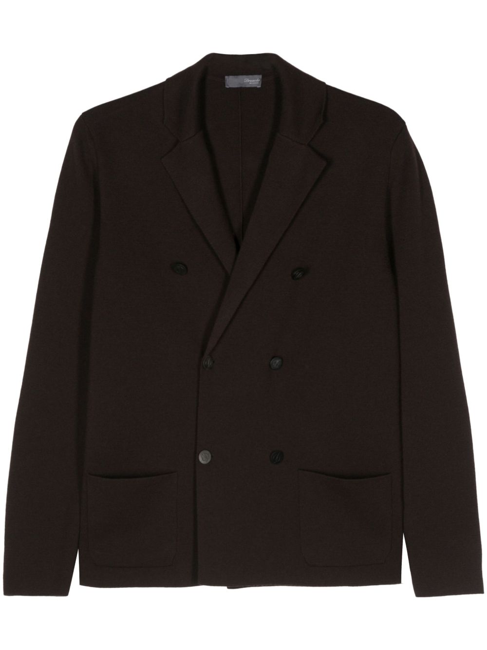 Double-Breasted Black Blazer In Pure Merino Wool