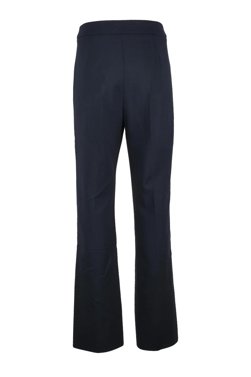 High-Waisted Stretch Wool Trousers - Blue