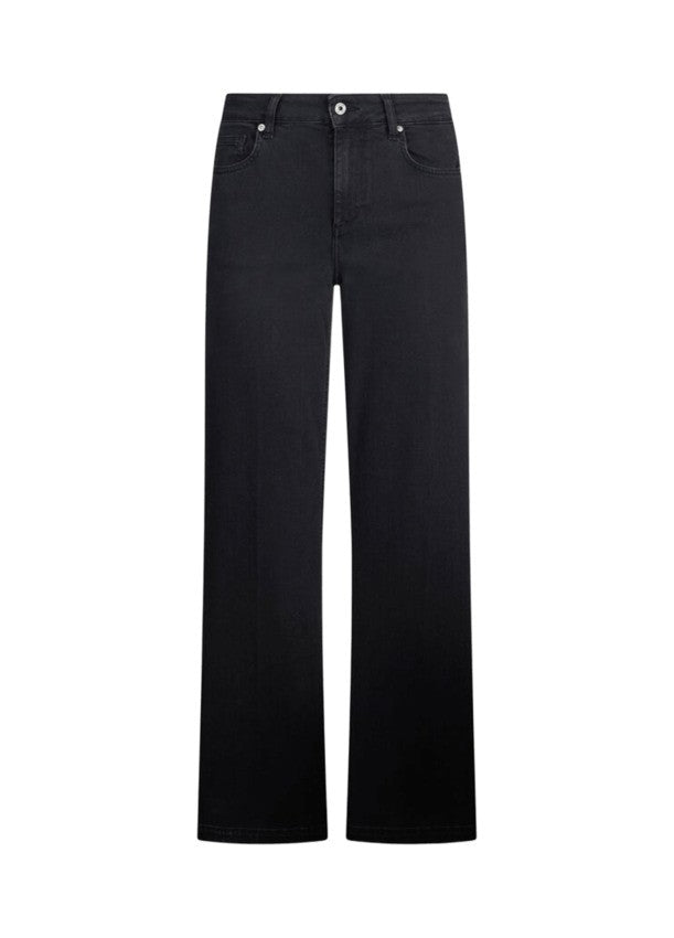 Flared High-Waisted Black Jeans With Five-Pocket Design