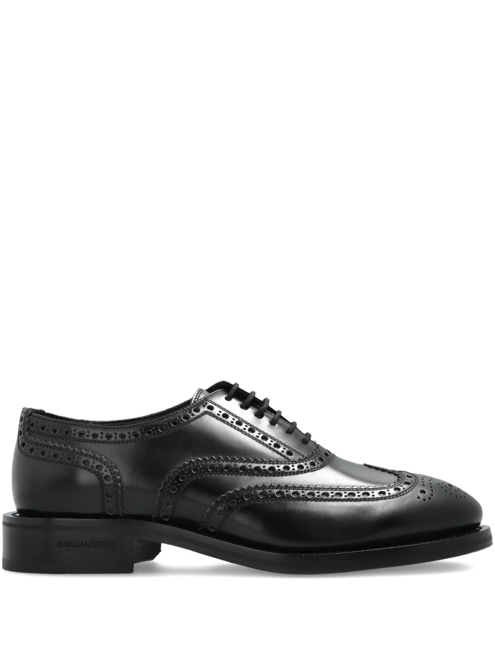Wingtip Lace-Up Black Leather Shoes