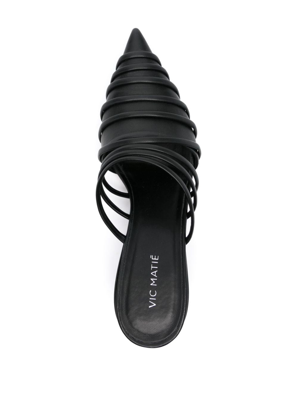 Pointed Toe Black Calf Leather Sandals