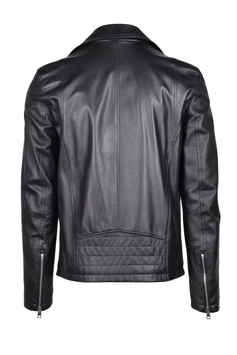 Leather Biker Jacket - Black
