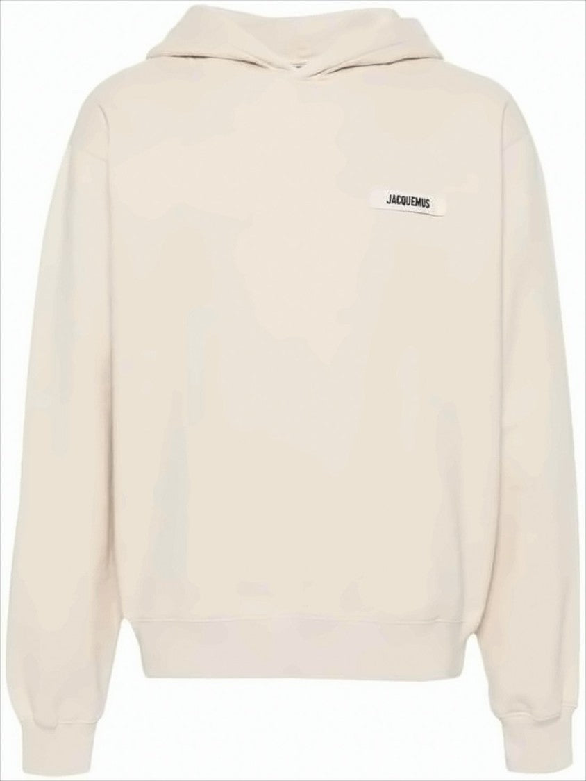 Light Beige Hooded Sweatshirt With Minimalist Design