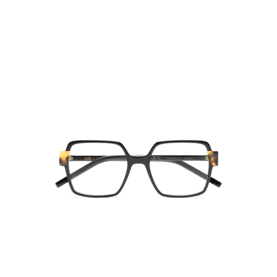 Vogler Bold Rectangular Frame Eyeglasses with Tortoiseshell Accents