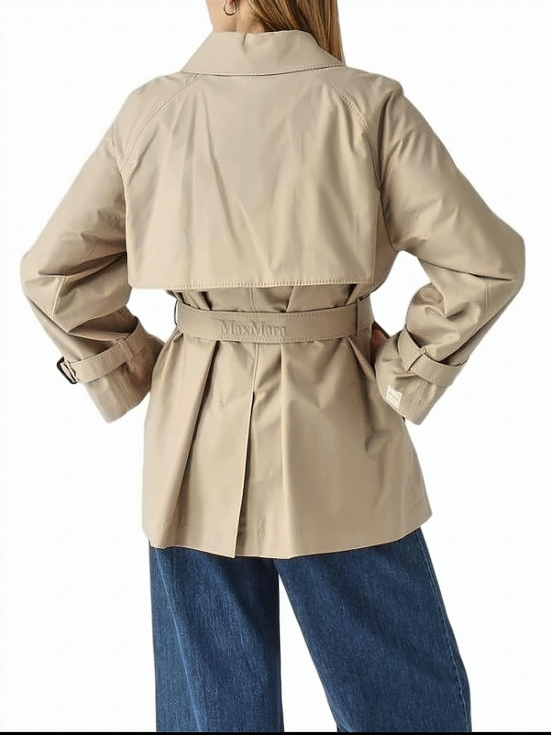 Double-Breasted Beige Jacket with Tortoiseshell Buttons