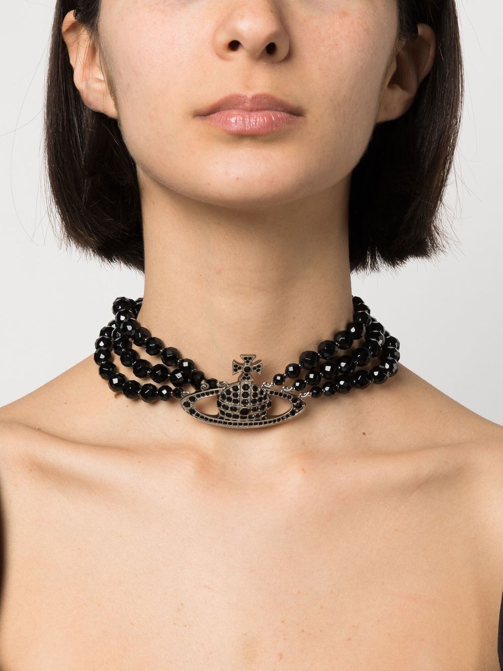 Layered Necklace with Silver-Tone Orb