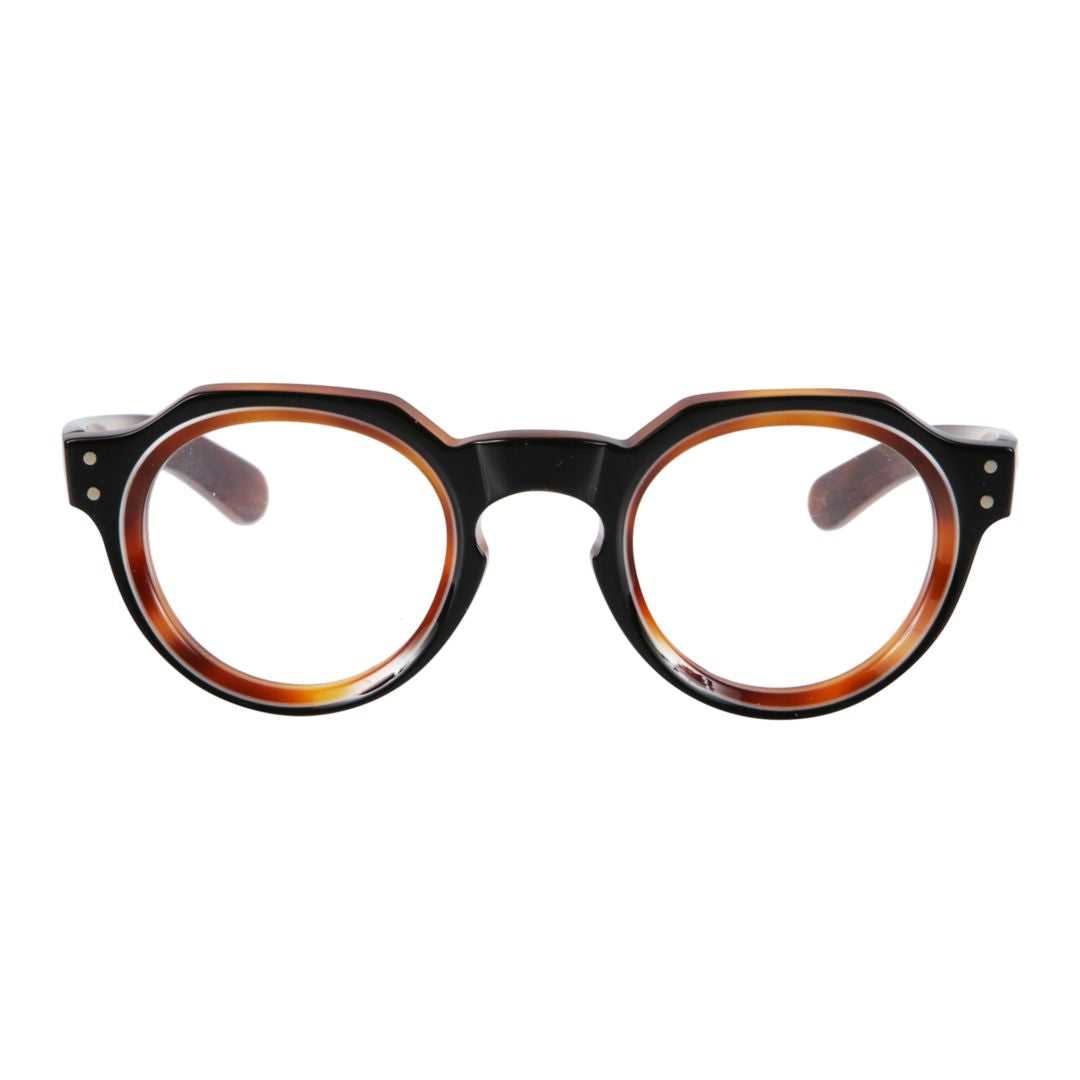 Spike Round Tortoiseshell Frame Sunglasses with Keyhole Bridge