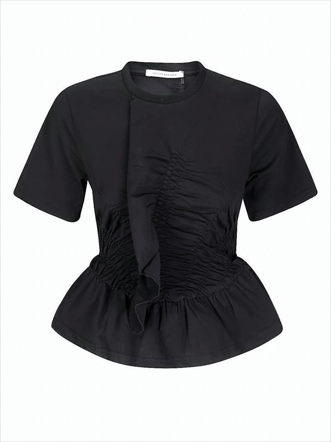 Fitted Short-Sleeved Top with Ruched Detailing