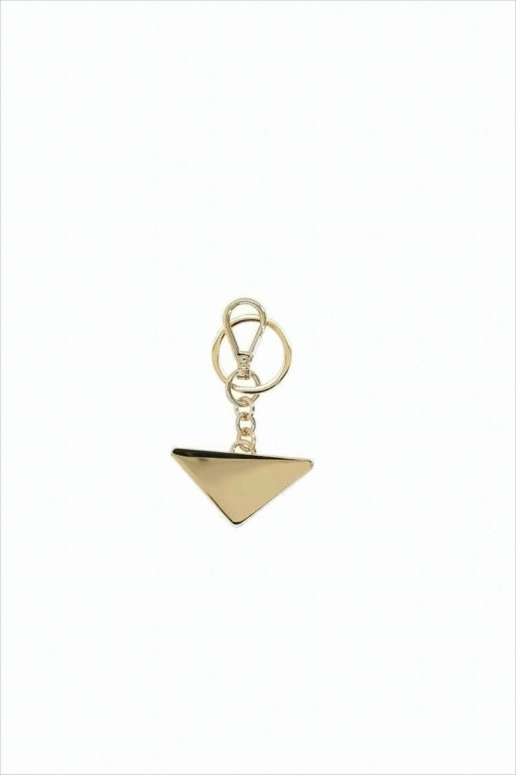 Polished Brass Triangular Keyring With Enamel And Logo Details