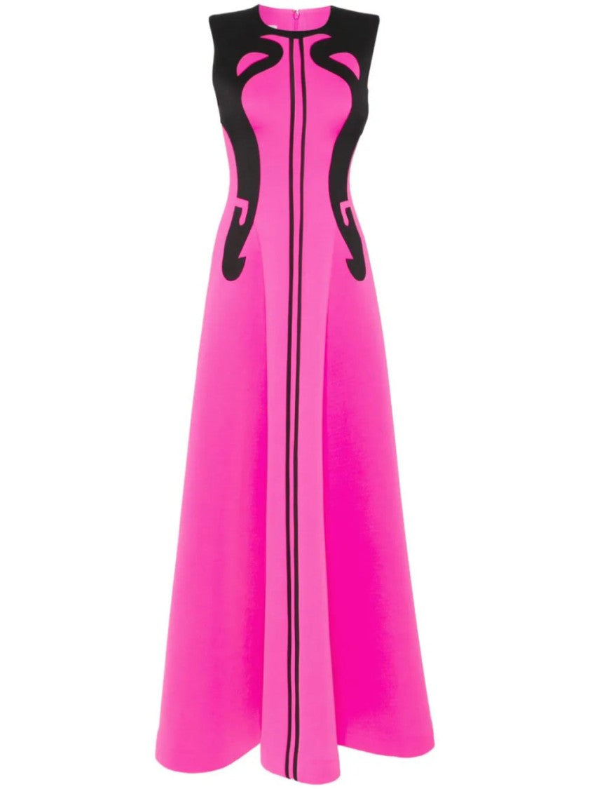 Neoprene Dress With Abstract Contrast Cuts