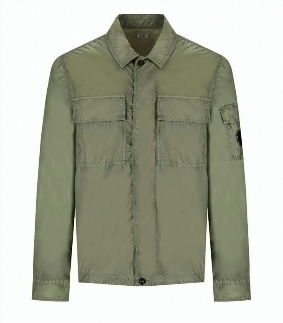 Lightweight Olive Green Polyamide Jacket With Lens Detail