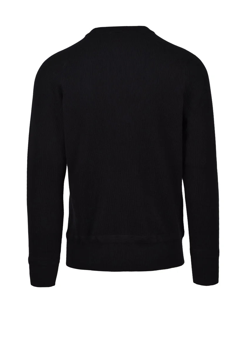 Ribbed Black Crew Neck Sweater