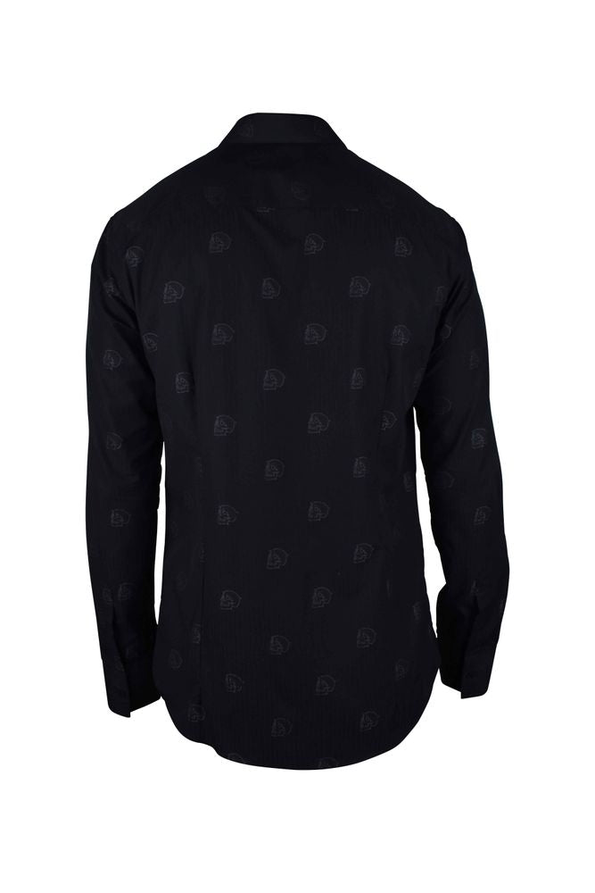 Black Striped Cotton Shirt With Skull Motif