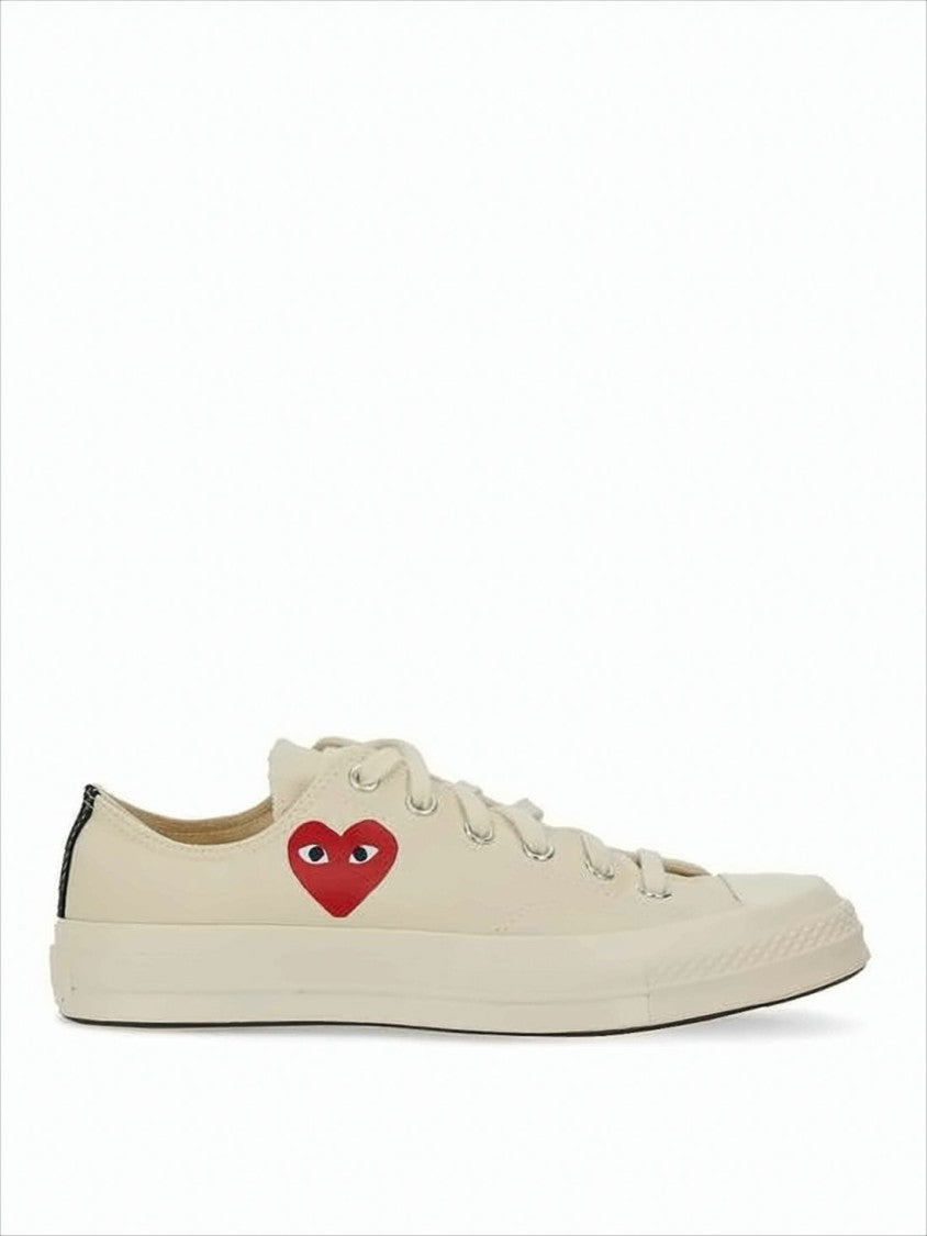Cotton Canvas Low-Top Sneakers with Iconic Heart Graphic