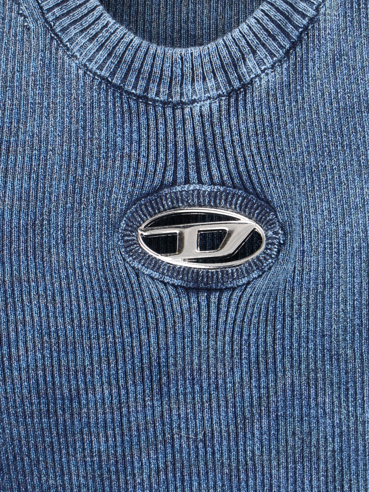 Ribbed Short-Sleeve T-Shirt With Metallic Logo Detail