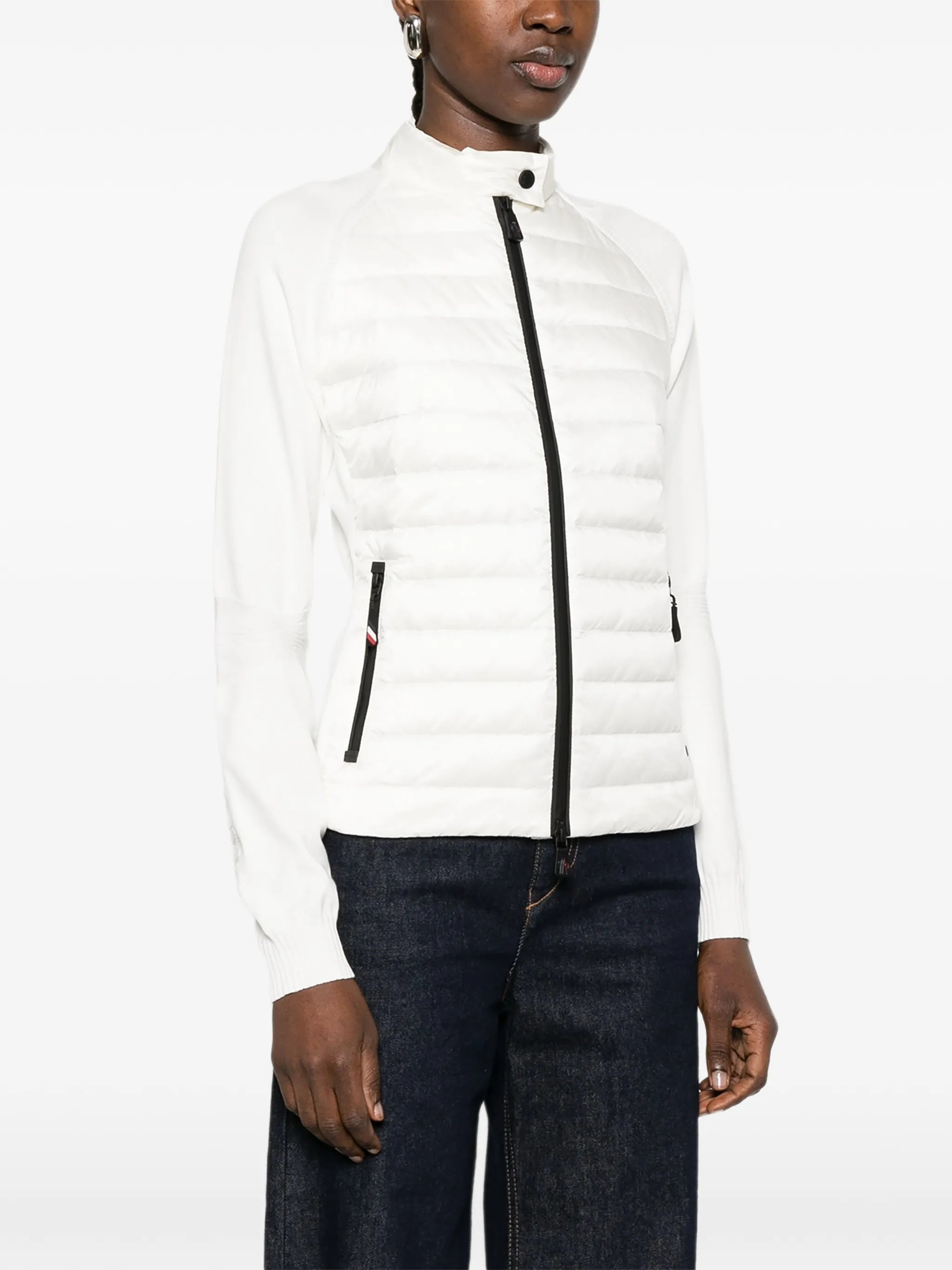 Black Quilted Panel Zip Cardigan